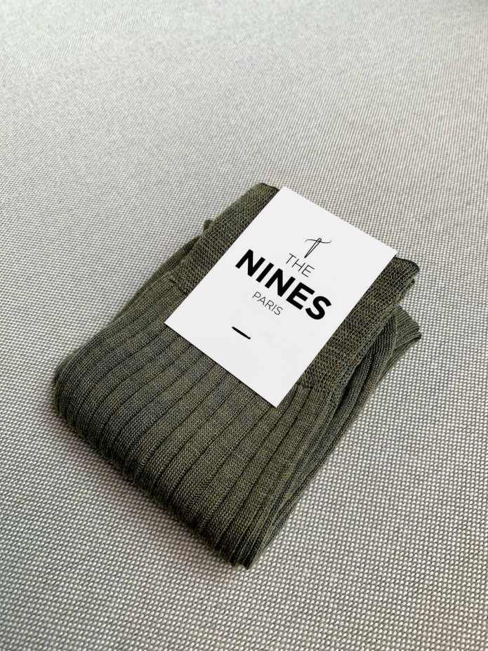 chaussettes laine vierge verte