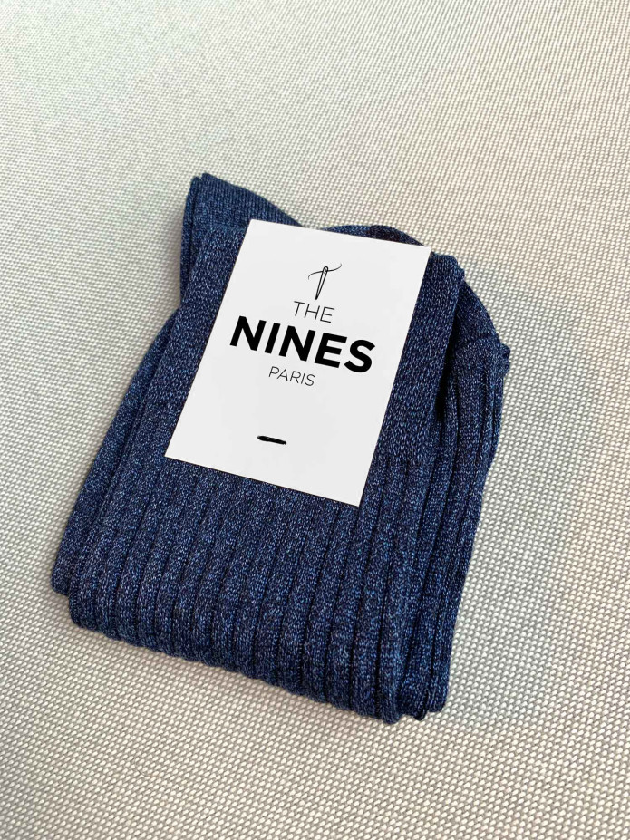 chaussettes fil d'Écosse bleu effet chiné