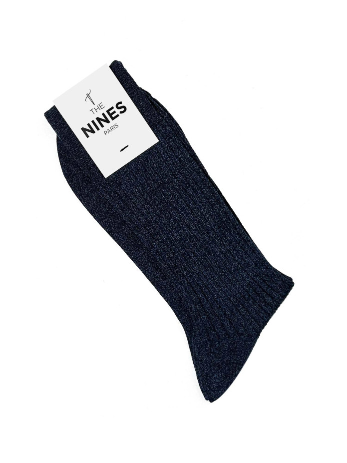 Chaussette fil d'Écosse bleu chiné