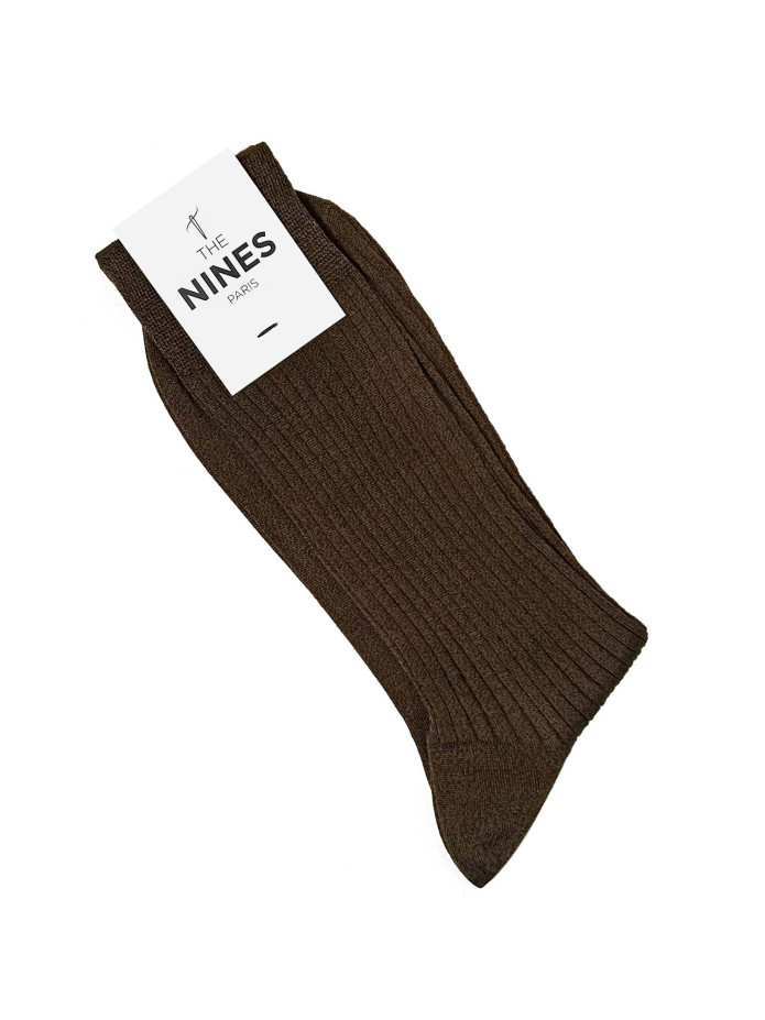 Chaussette fil d'Écosse marron chiné