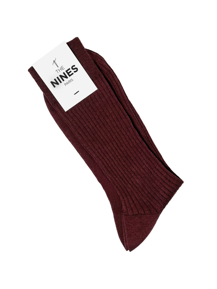 Chaussette fil d'Écosse bordeaux chiné