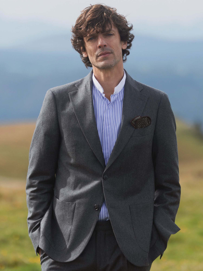 Blazer en flanelle gris laine et cachemire