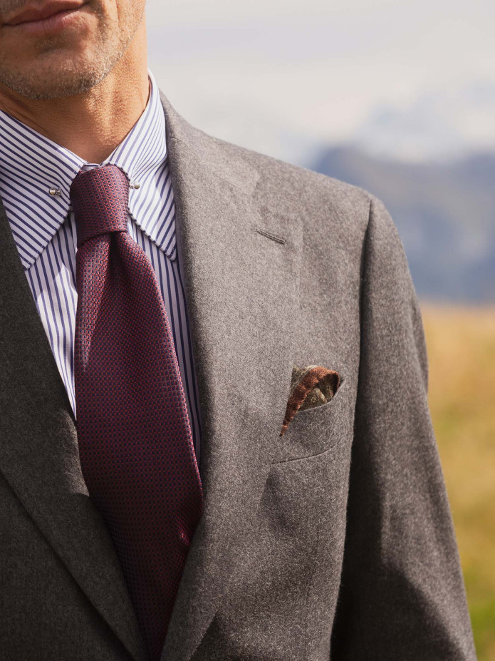 Blazer en flanelle gris laine et cachemire