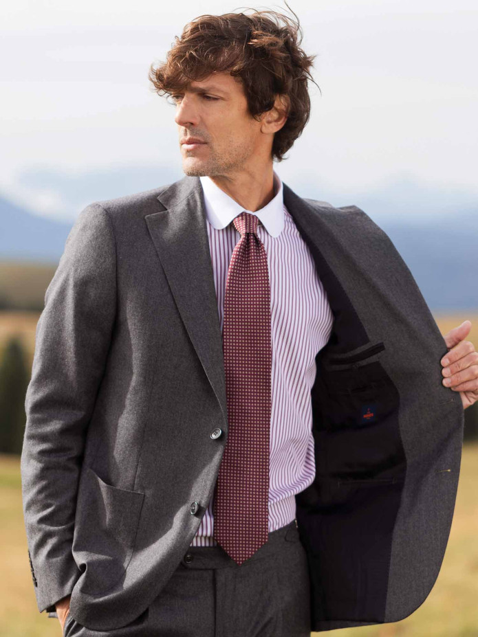 Blazer en flanelle gris laine et cachemire