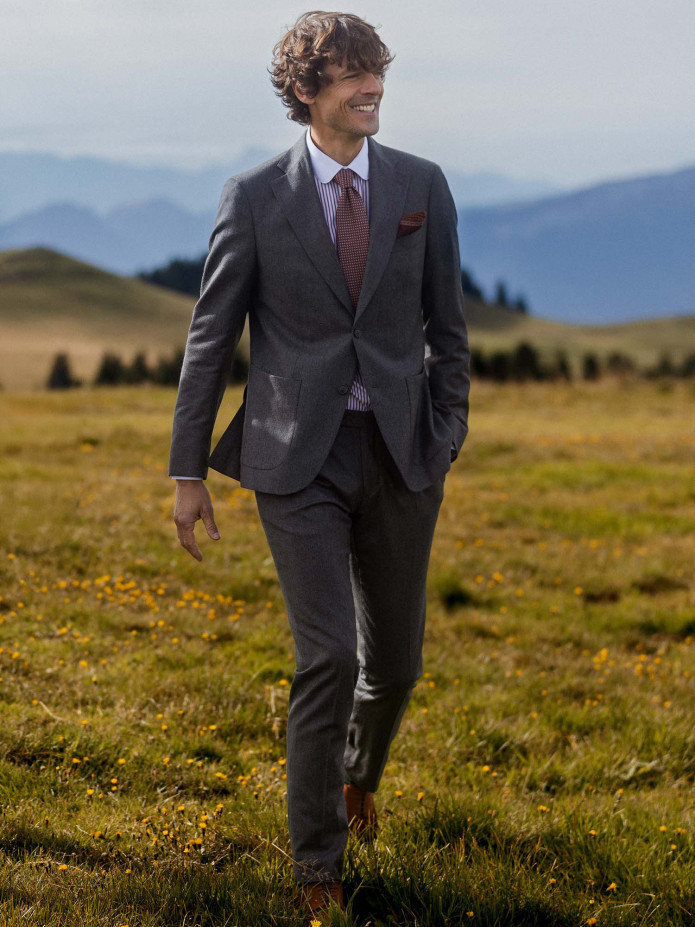 Blazer en flanelle gris laine et cachemire
