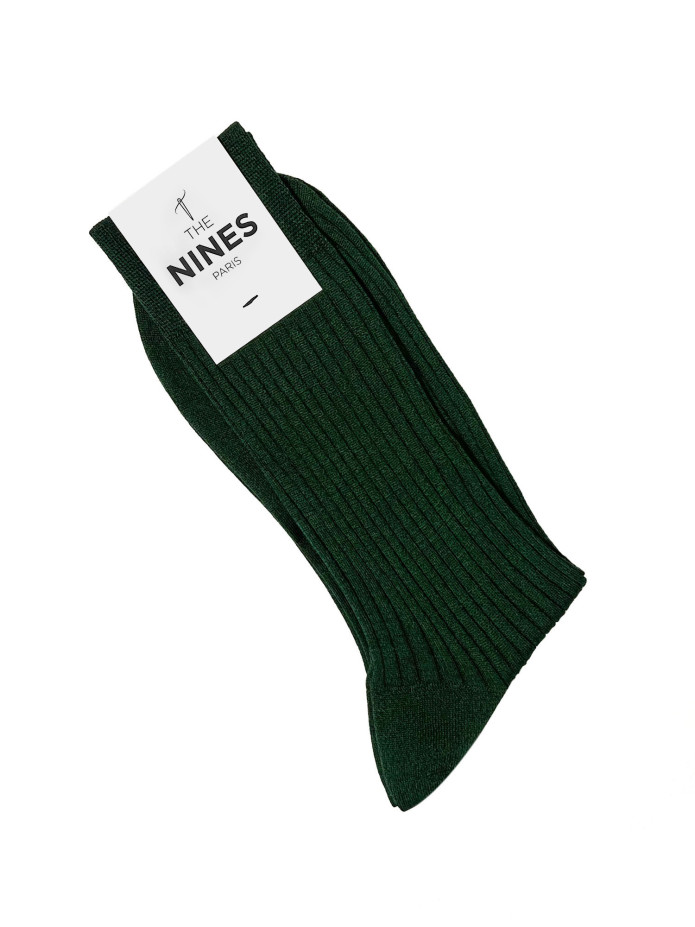 Chaussette fil d'Écosse vert chiné