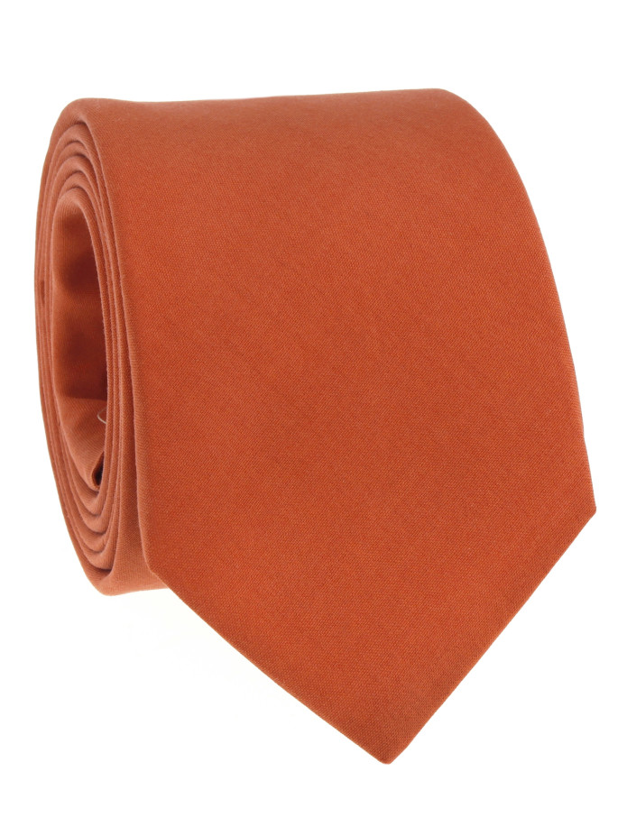 Cravate orange terre battue en soie Amalfi