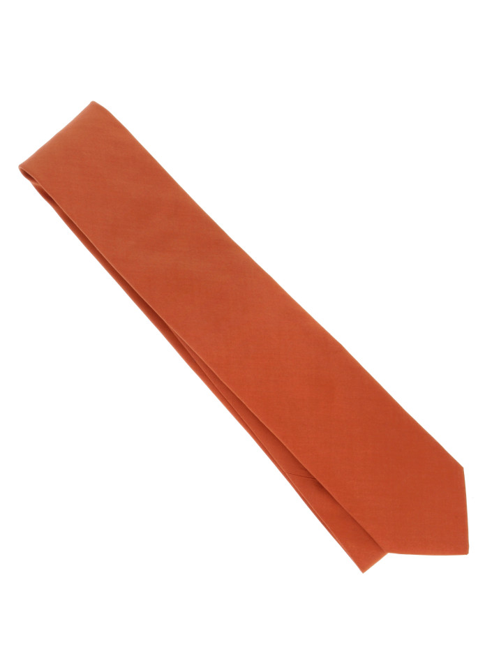 Cravate orange terre battue en soie Amalfi