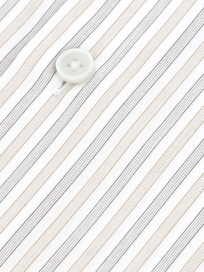 Chemise infroissable col rond à rayures marron