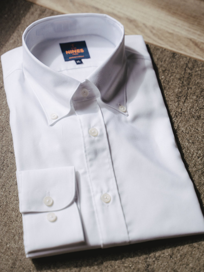 Chemise col américain en oxford blanc