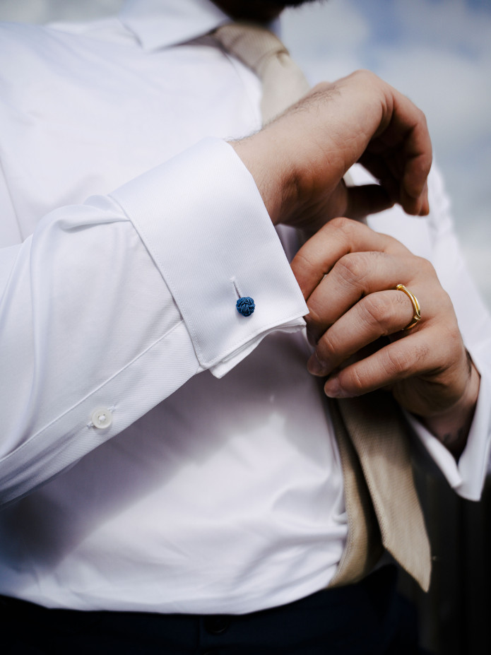 Chemise Prestige Alex Cormac mousquetaire grand col italien twill blanc