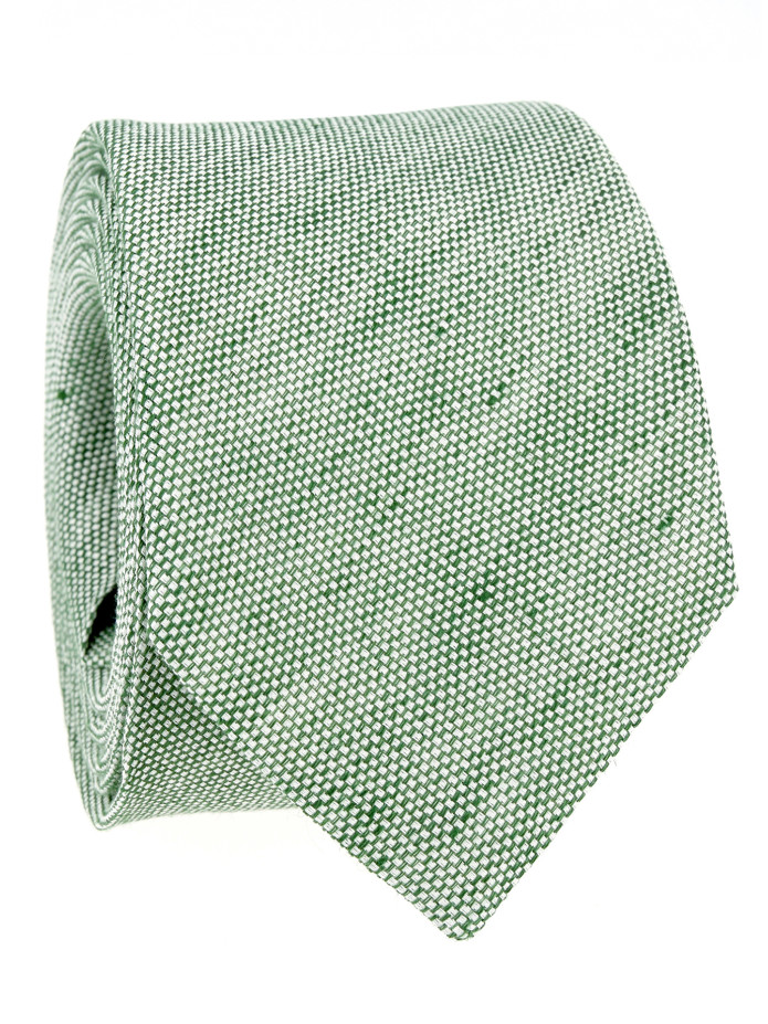 Cravate en lin et coton vert olive Verone