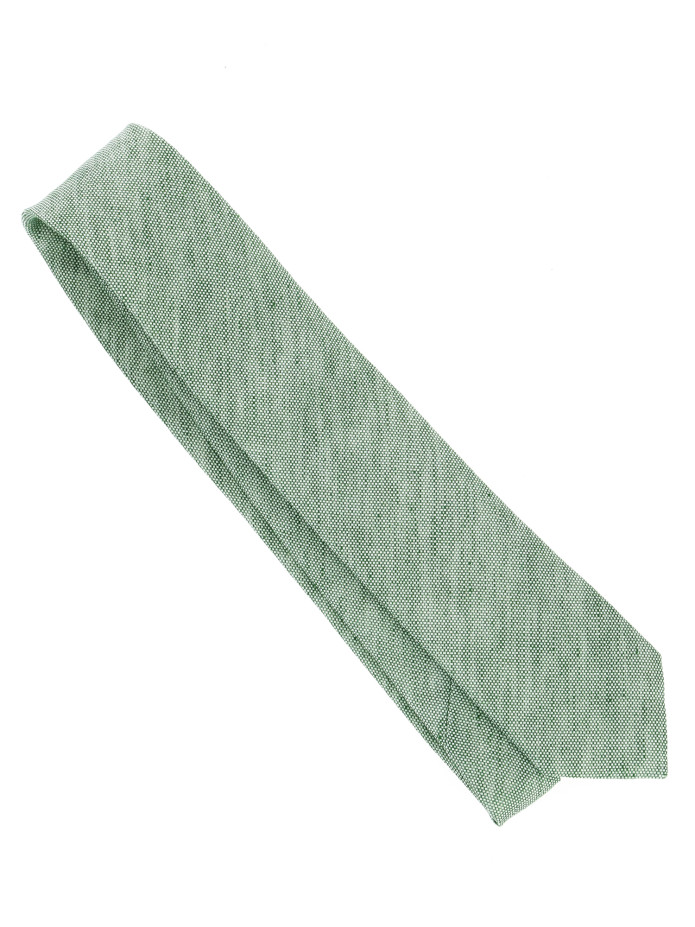 Cravate en lin et coton vert olive Verone