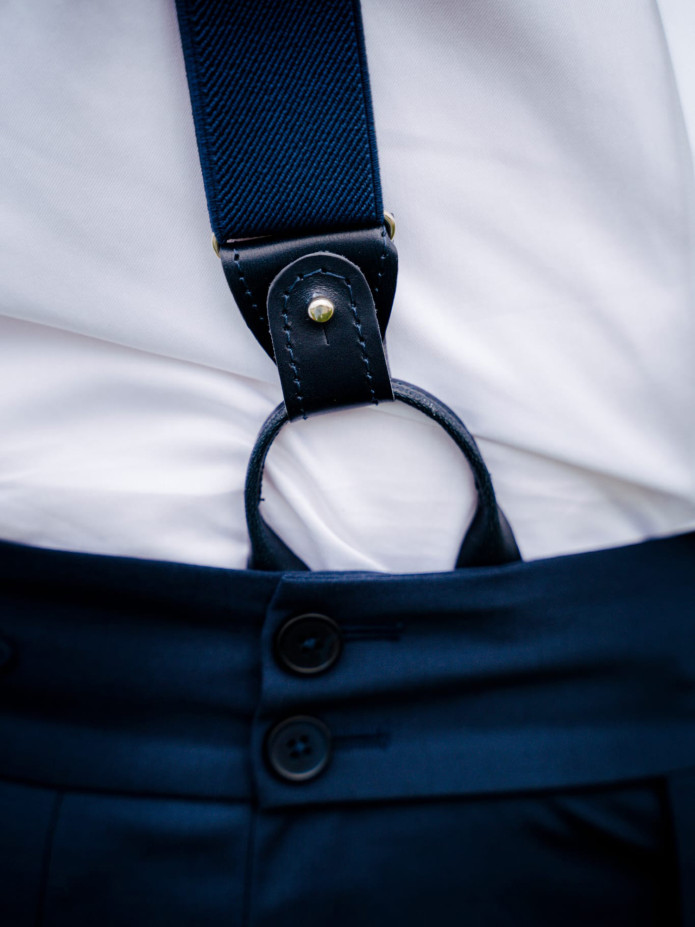 Bretelles homme bleu marine à boutons