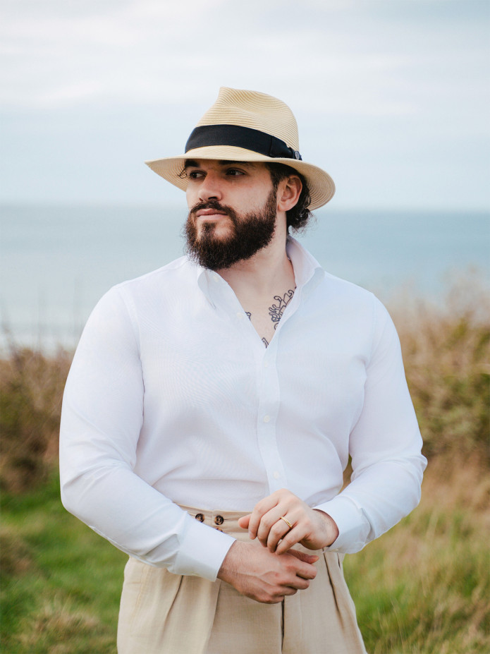Chemise col américain en oxford blanc