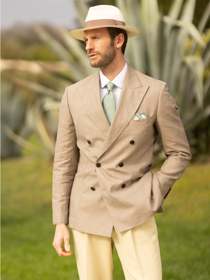 Chapeau panama blanc galon taupe