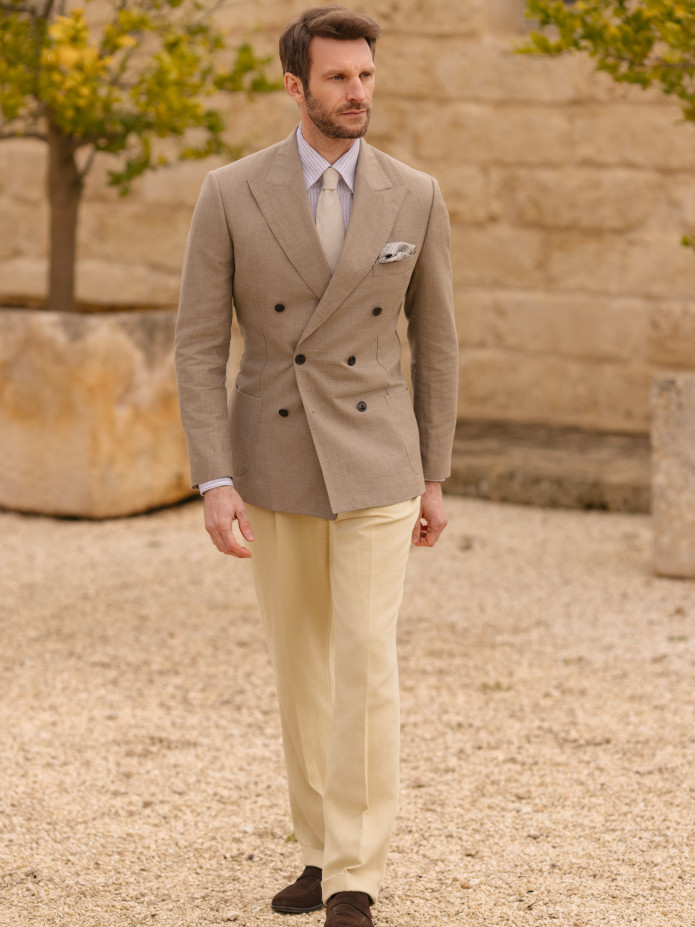 Cravate beige en lin et coton Verone