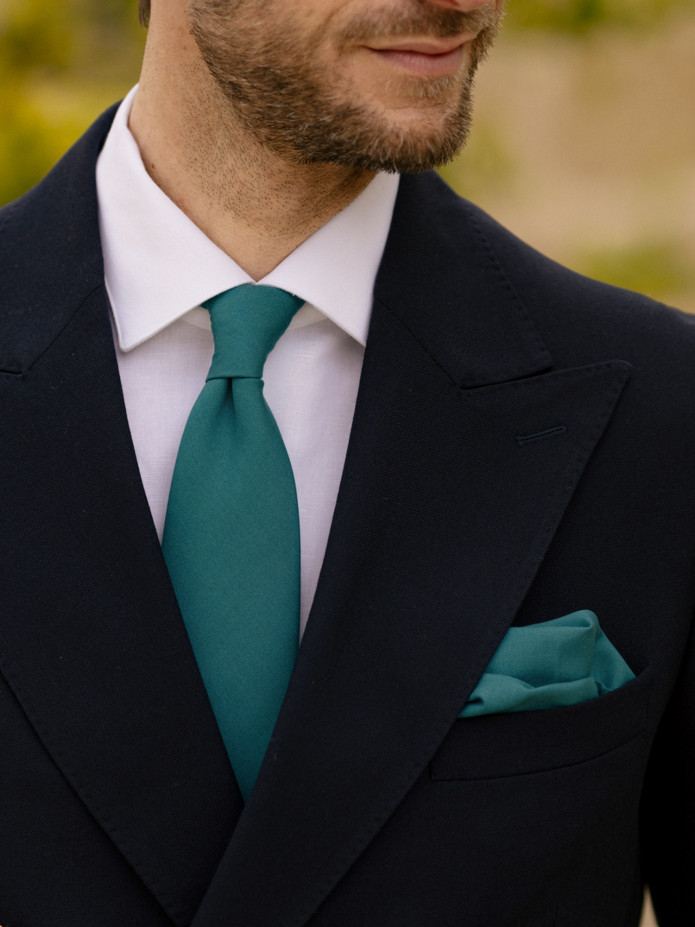 Cravate bleu canard en soie Amalfi