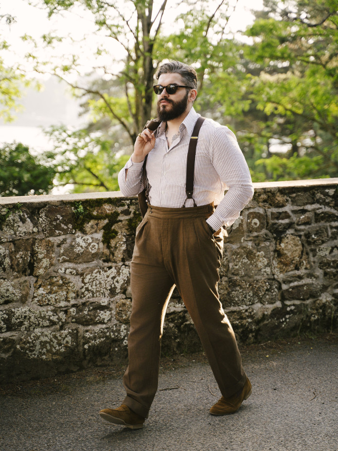 Bretelles homme marrons à boutons