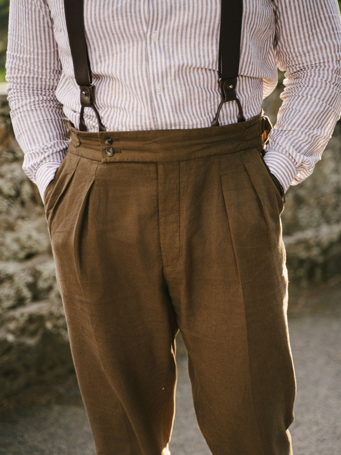 Bretelles homme marrons à boutons