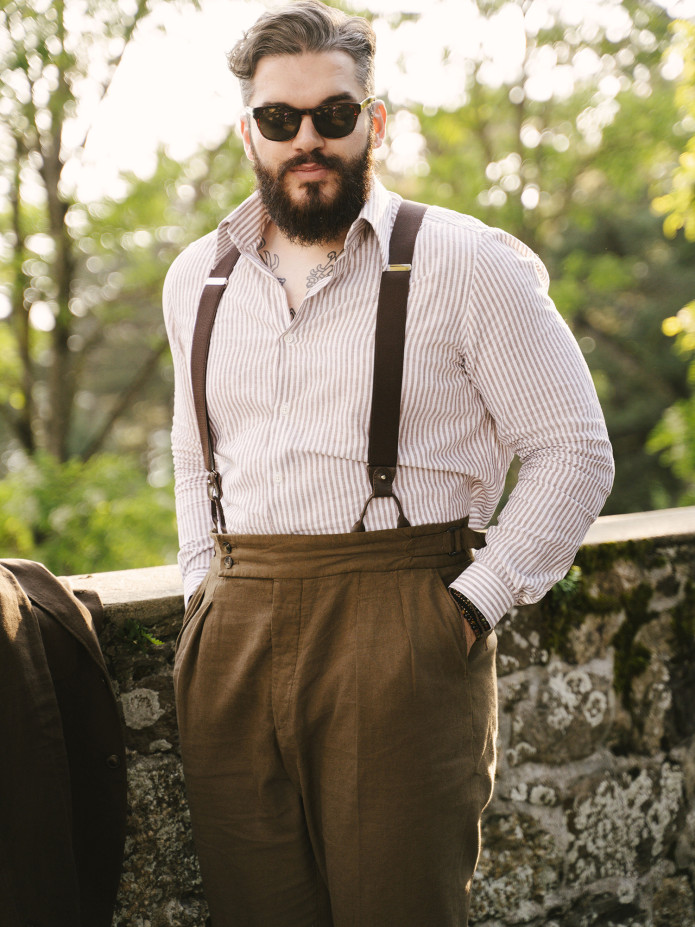 Bretelles homme marrons à boutons