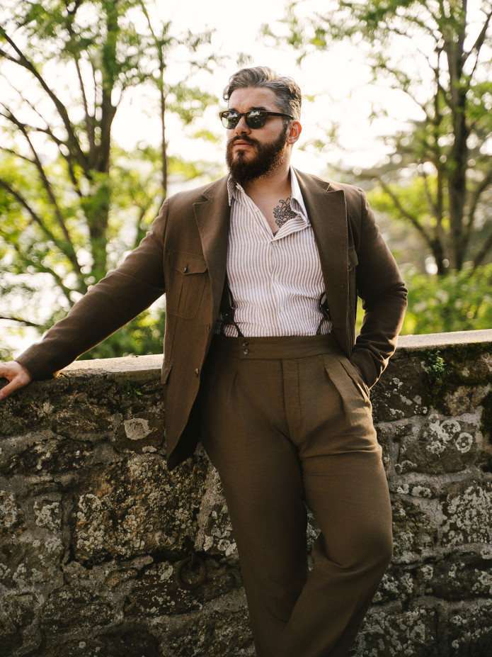 Bretelles homme marrons à boutons