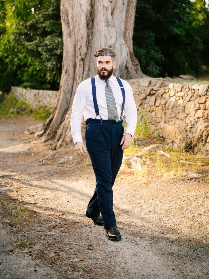 Bretelles homme bleu marine à boutons