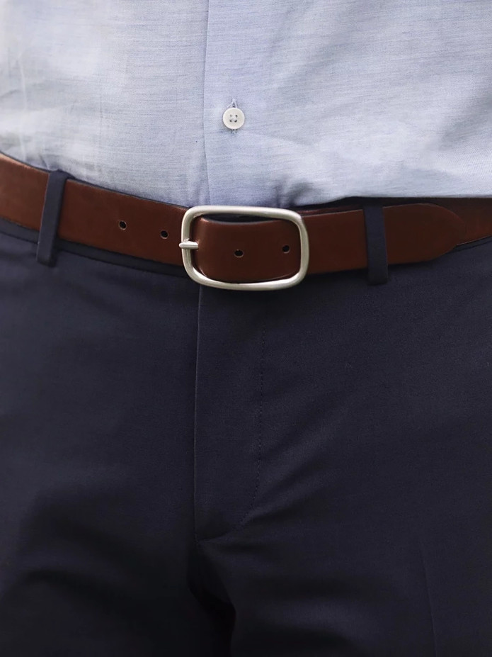 Ceinture marron boucle argentée