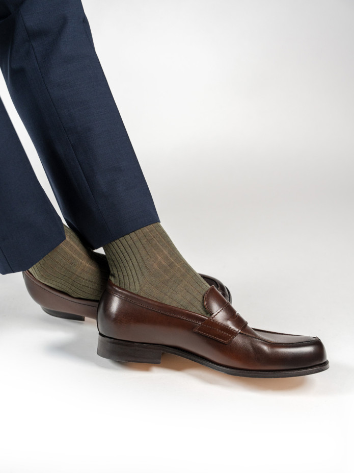 Chaussettes laine vierge verte