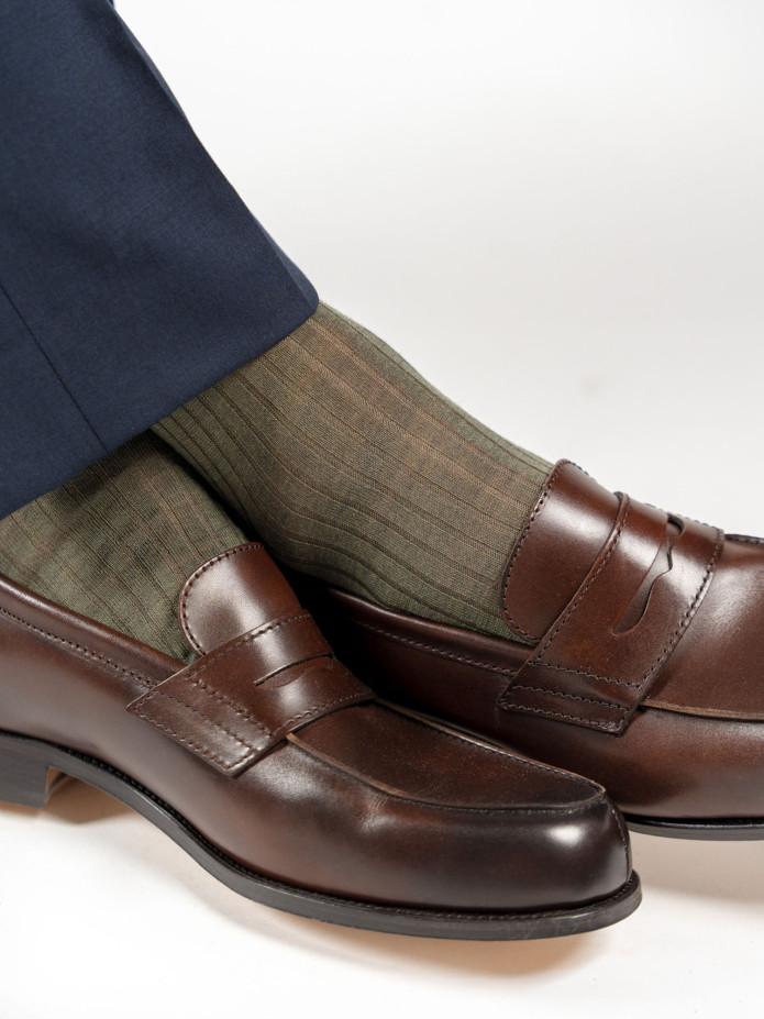 Chaussettes laine vierge verte