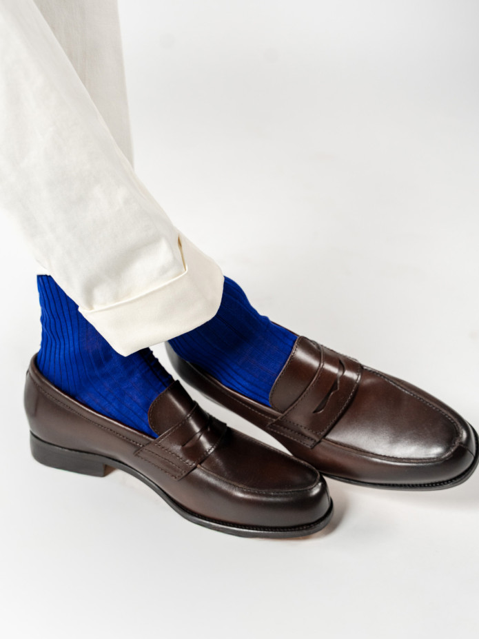 Chaussettes fil d'Écosse bleu électrique