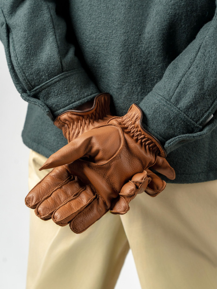 Gants en cuir cognac couture extérieure