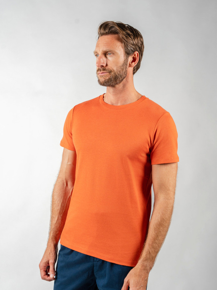 T-shirt en lin et coton bio terracotta
