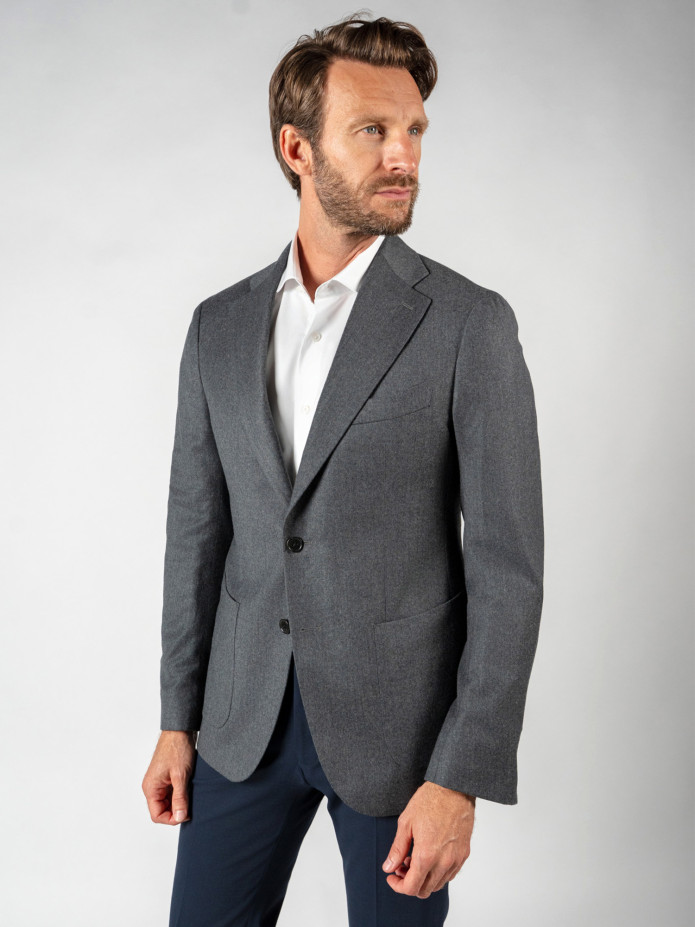 Blazer en flanelle gris laine et cachemire