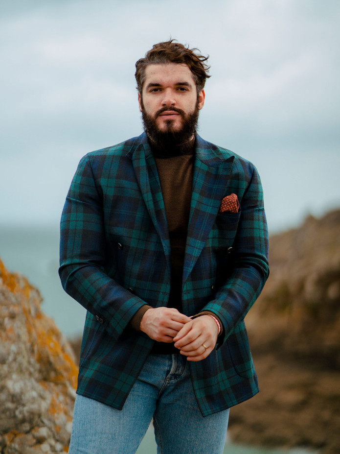 Blazer croisé tartan Glaz