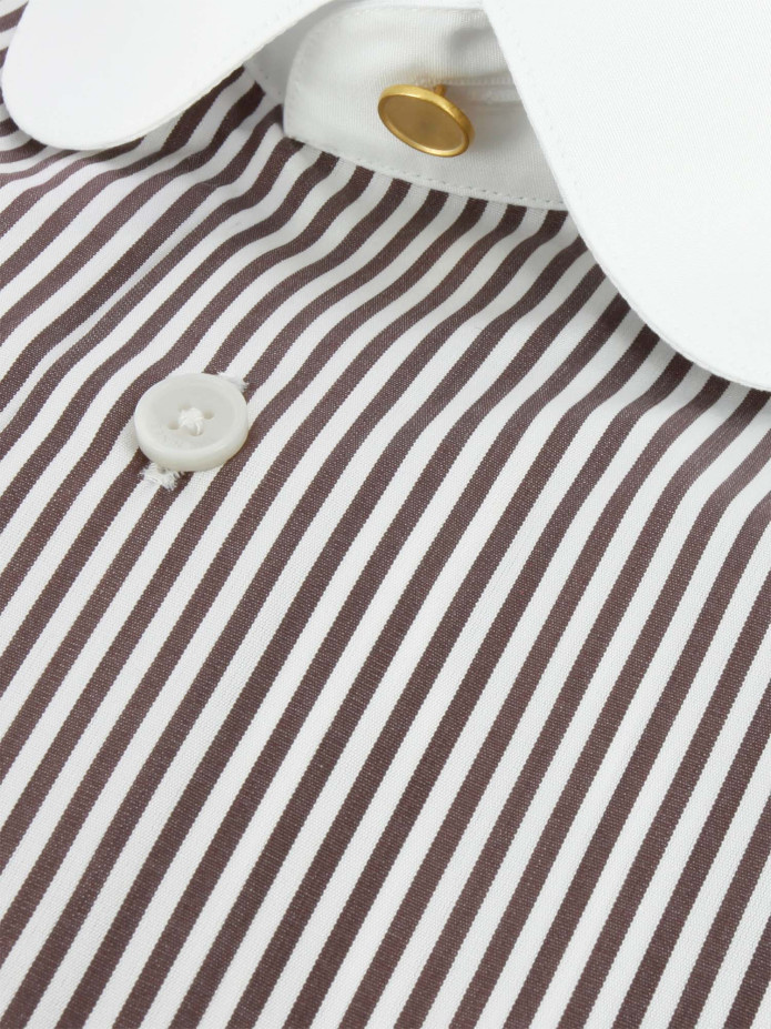 Chemise col rond à rayures marrons
