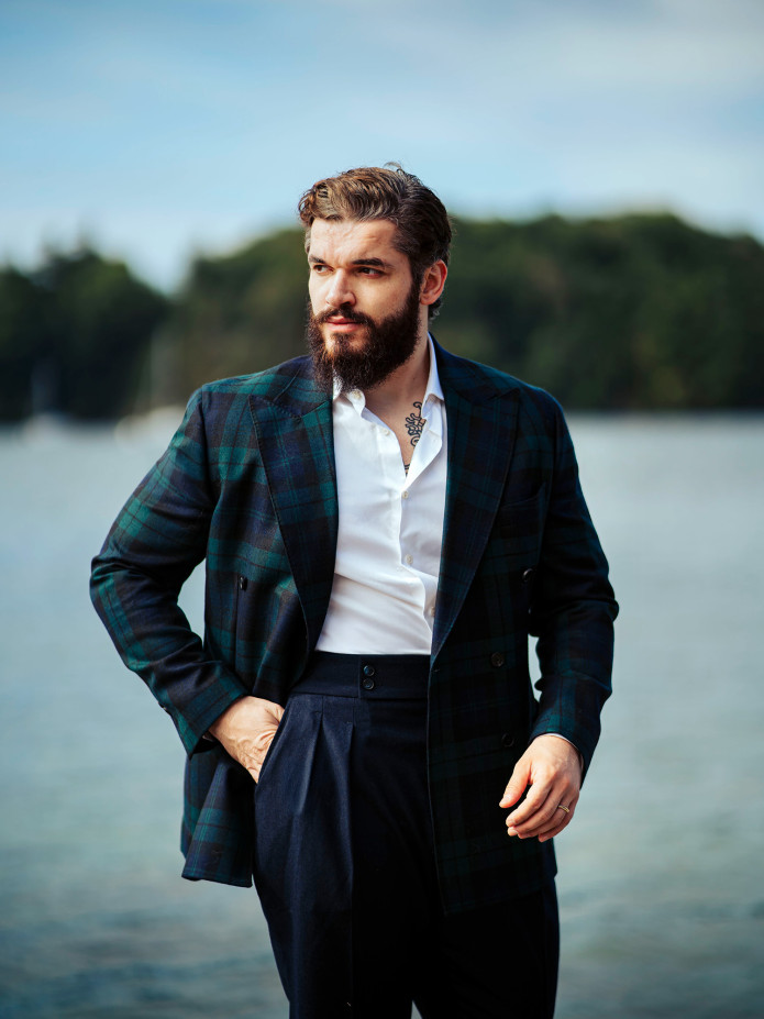 Chemise Prestige Alex Cormac mousquetaire grand col italien twill blanc