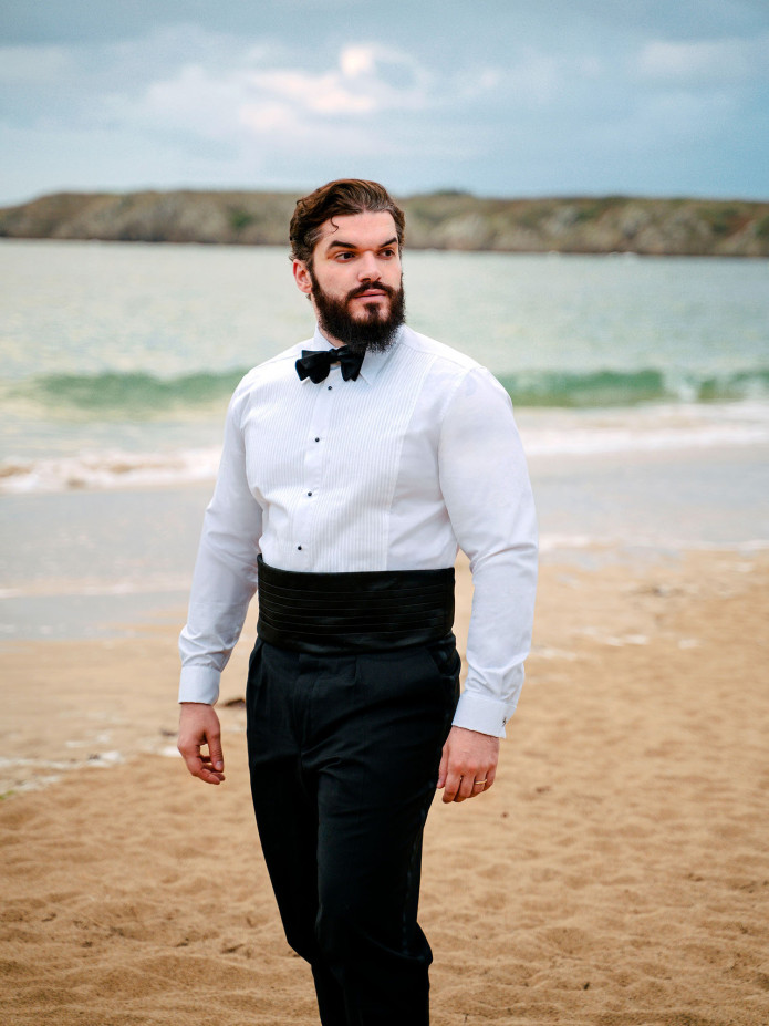 Chemise smoking col français à plastron