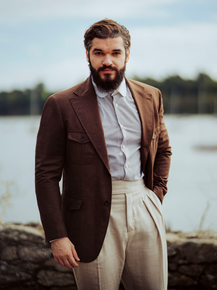 Höga byxor i beige flanell Litha - The Nines