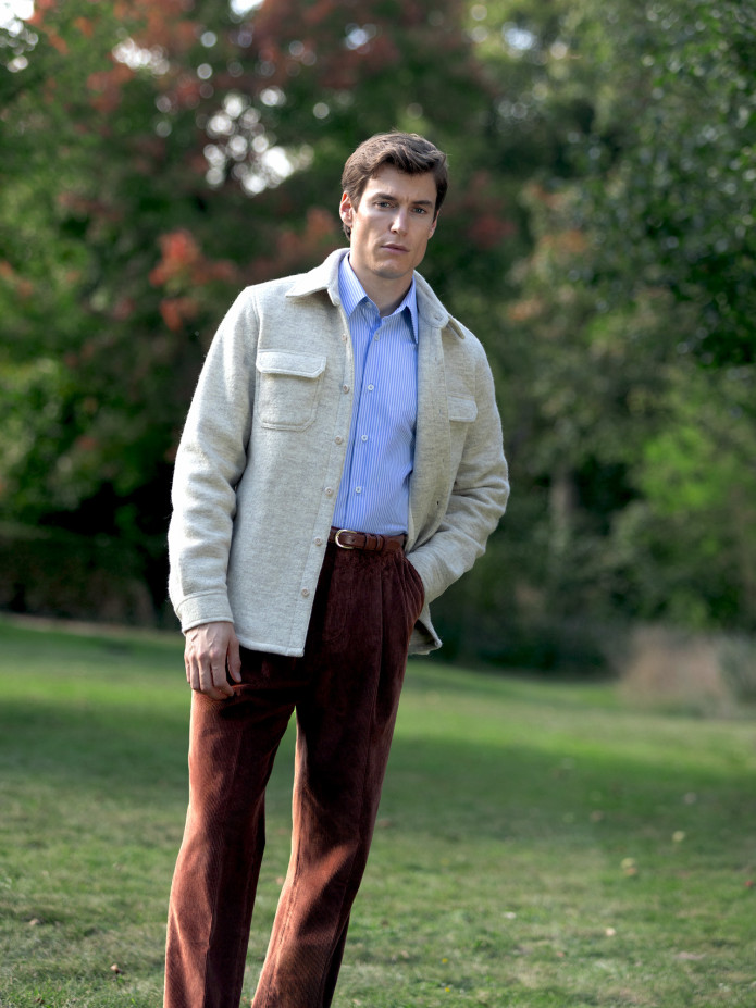 Pantalon taille haute en velours cognac - Faro