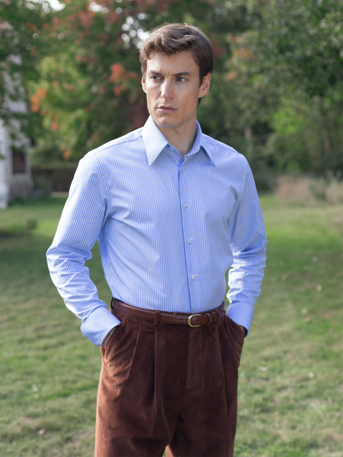 Ceinture fine marron boucle dorée en cuir - Gab
