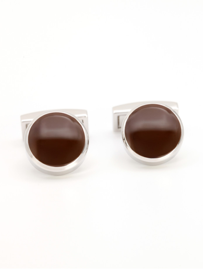 Boutons de manchette ronds marron Montreux II