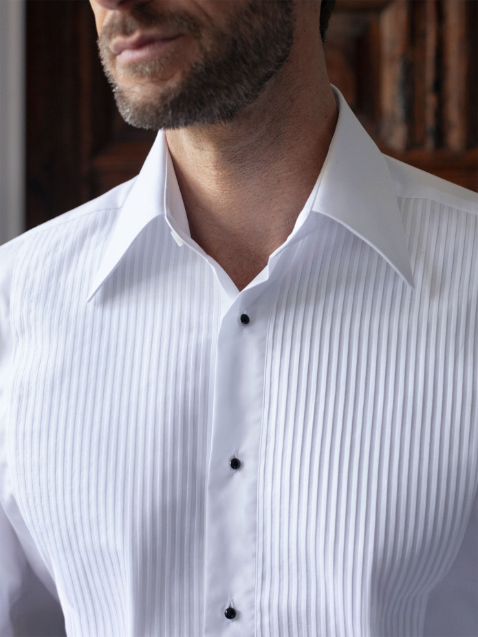 Chemise smoking col français à plastron