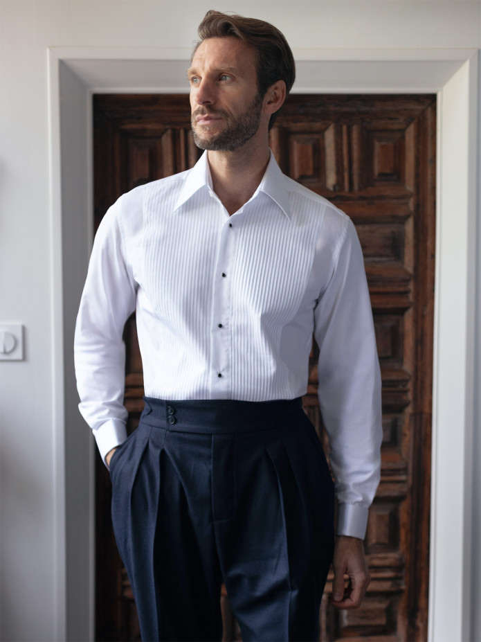 Chemise smoking col français à plastron