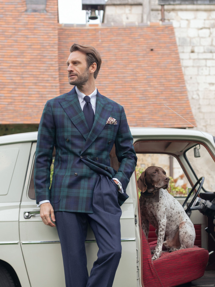 Blazer croisé tartan Glaz