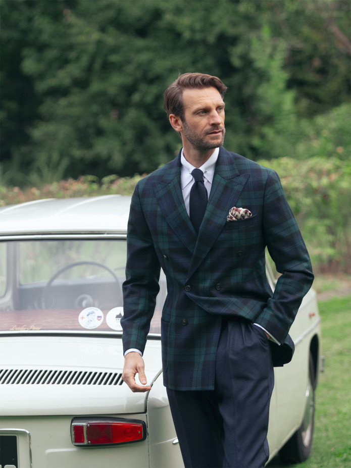 Blazer croisé tartan Glaz