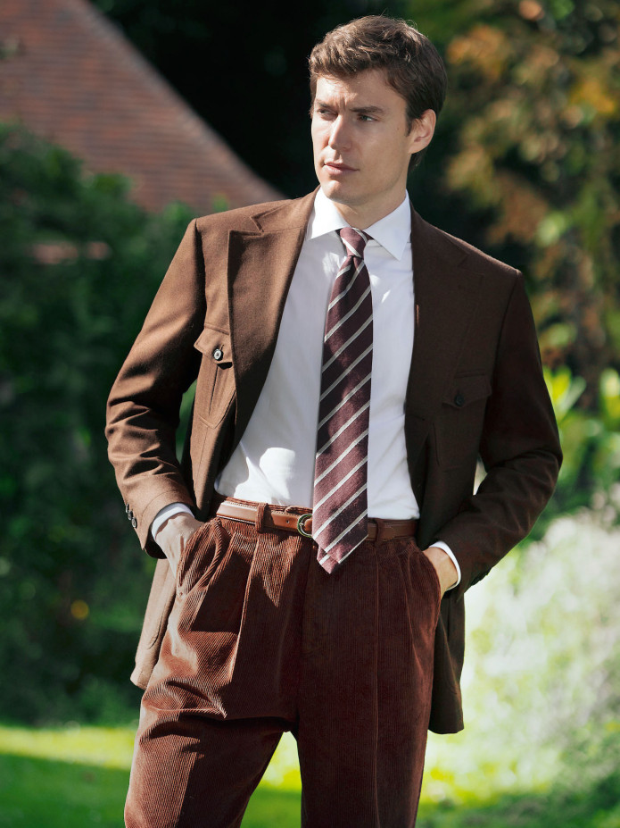 Veste saharienne en flanelle marron Litha