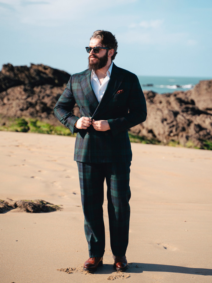 Dubbelknäppt blazer i tartan Glaz