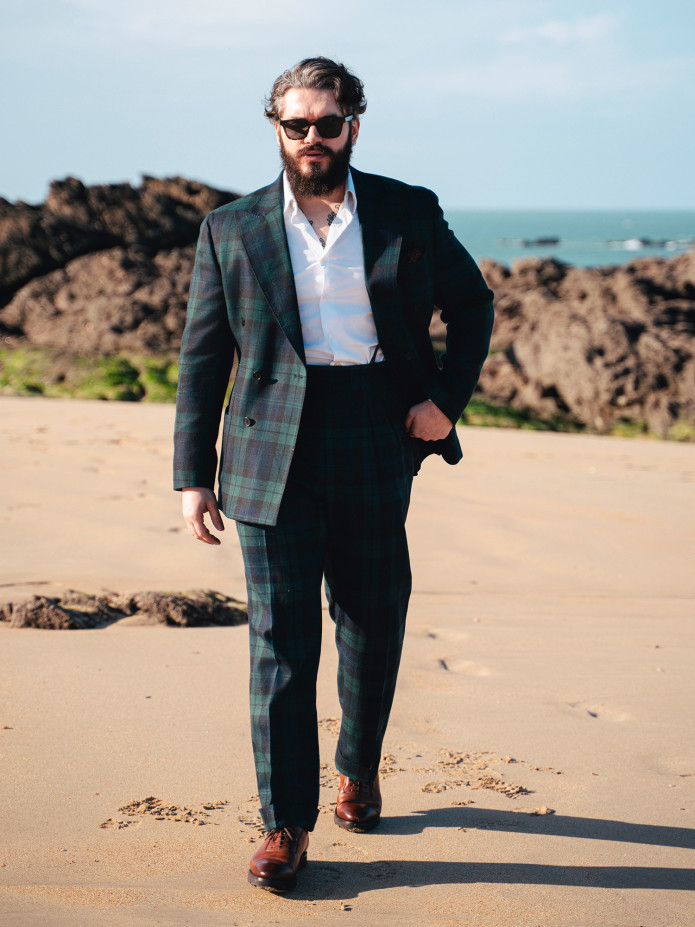 Dubbelknäppt blazer i tartan Glaz