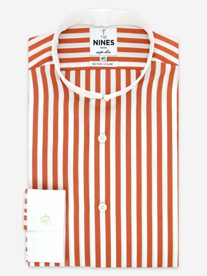 Skjorta omvänd krage med orange ränder